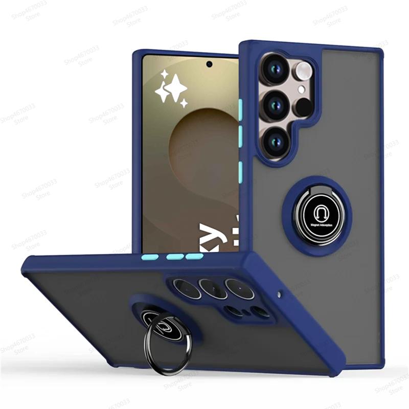 Magnetický kryt na telefon s držákem prstenu pro Samsung Galaxy S25 S24 S23 S22 S21 S20 Ultra Plus FE Note 20 Ultra Nárazuvzdorný kryt Fundas