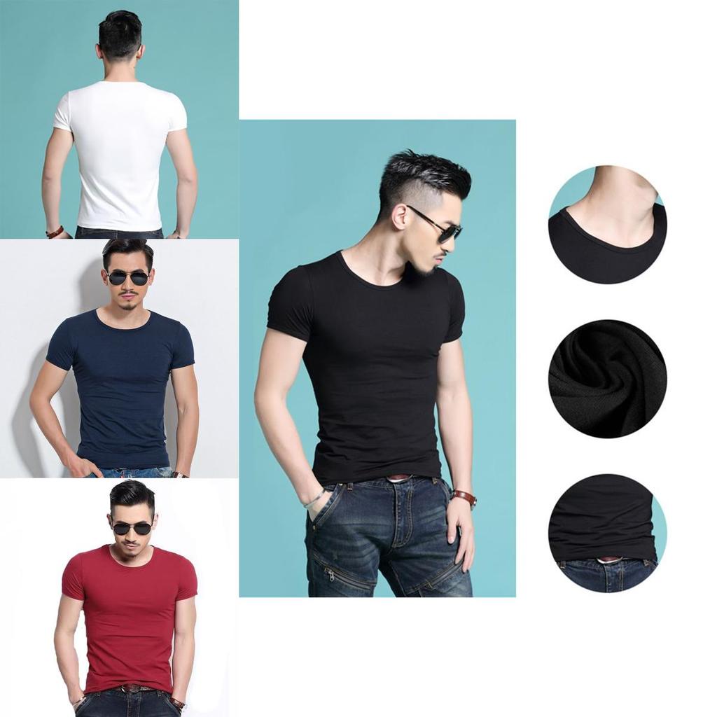 Men's Summer Casual Fashion Solid Color O-neck T-shirt With Short Sleeves