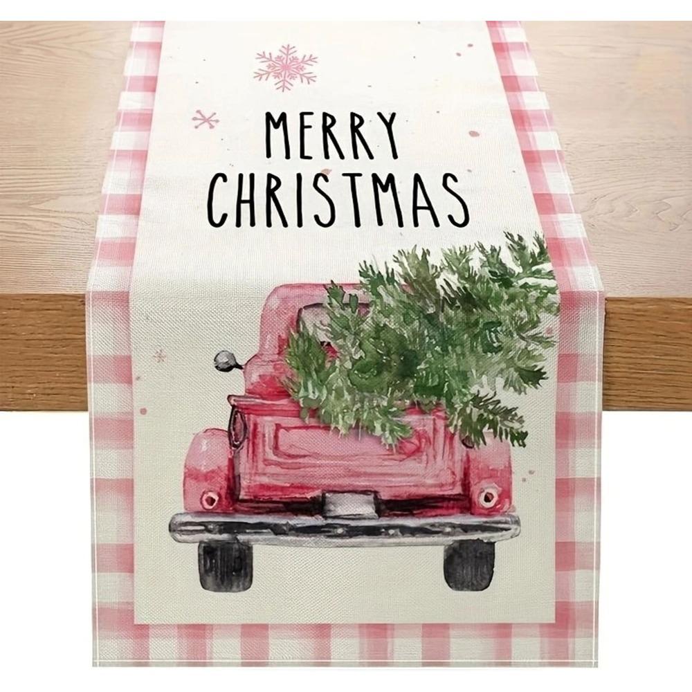 Creative Printed Linen Table Runner Christmas Decoration Dining Table Mat Small Tablecloth Elegant Home Decor