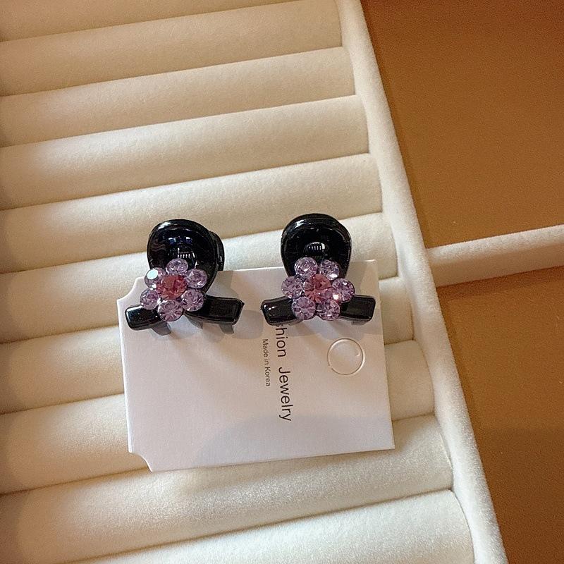 Korean Hair Accessories Temperament Rhinestone Flower Simple Small Grab Clip Broken Hair Forehead Bangs Princess Head Hairpin
