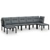 VidaXL Salon de Jardin 7 pcs, Ensemble de Meubles de Terrasse, Mobilier d'Extérieur, Chaise de Patio, Moderne, Noir et Gris 3187764