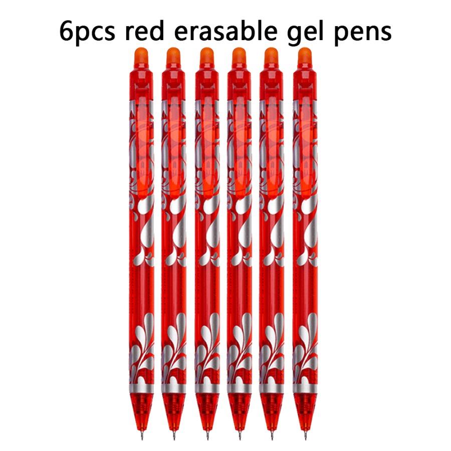 Set of Retractable Gel Pens with a 0.5Mm Tip, Perfect for Correcting Mistakes with Washable Barrels. Including 6 Erasable Pens