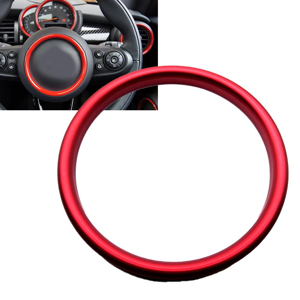 Vibrant Aluminum Alloy Steering Wheel Center Ring Cover Trim for MINI For Cooper F54 F55 F56 F57 F60 Red Accent
