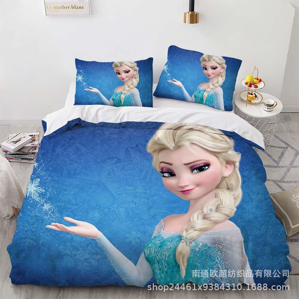 Cartoon Animation Kit 3D Digital Printing Quilt Cover Princess Bedding Three-Piece Set