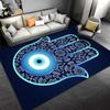 Blue Hamsa Evil Eye Pattern Carpet with Intricate Floral Design Suitable for Use As an Anti-slip for Living Room Bedroom Sofas