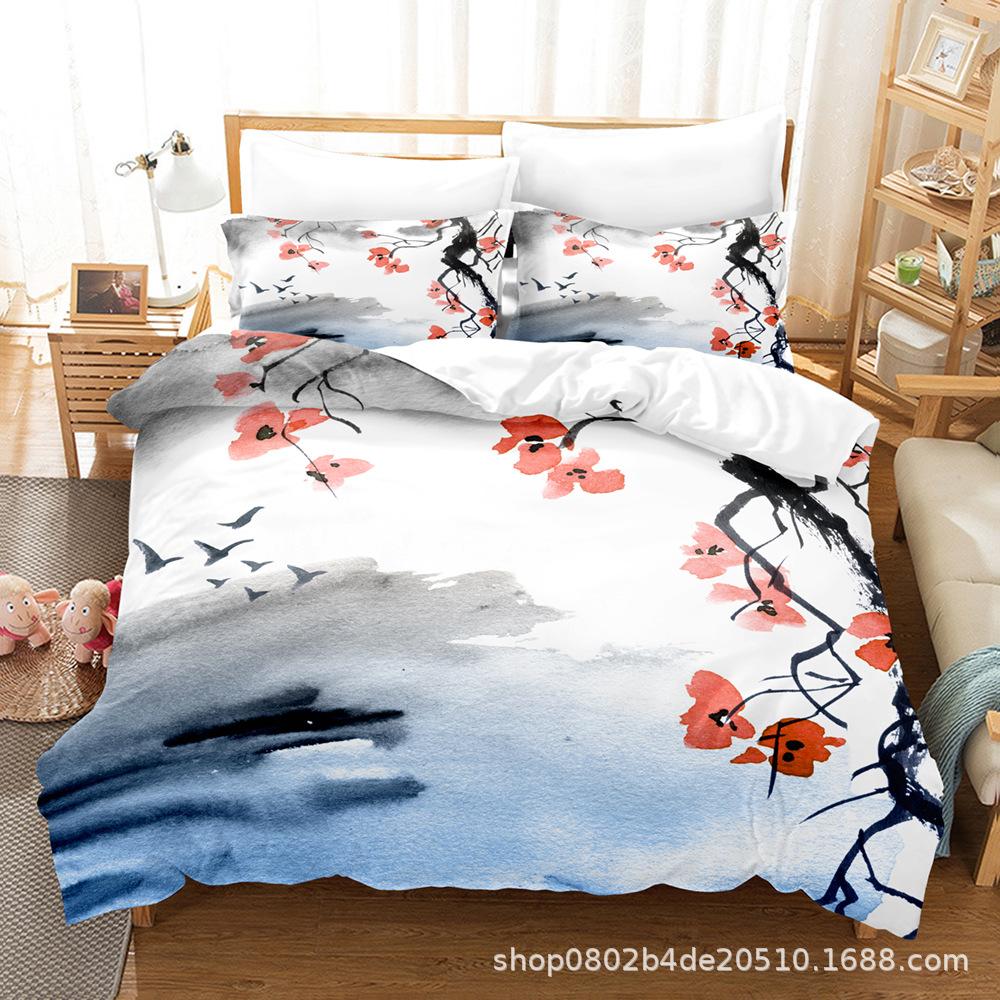 Home Textile Landscape Painting Series Three-Piece Set, Bed Sheet Quilt Digital Printing Kit, Come To The Picture And Sample