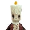 Spooky Candle Head Doll with Vintage Clothing LED Flickering Flame Unique Collectible Art Doll Gothic Halloween Decor Gift