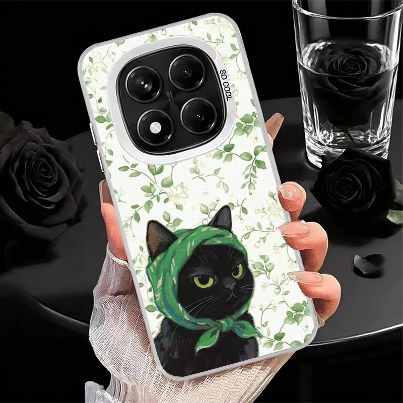Cute Floral Headscarf Kitten Soft Phone Case for Xiaomi Redmi Note 13 14 15 Pro Plus 12S 12 11S 11 11T 10S 10 Shockproof Cover B
