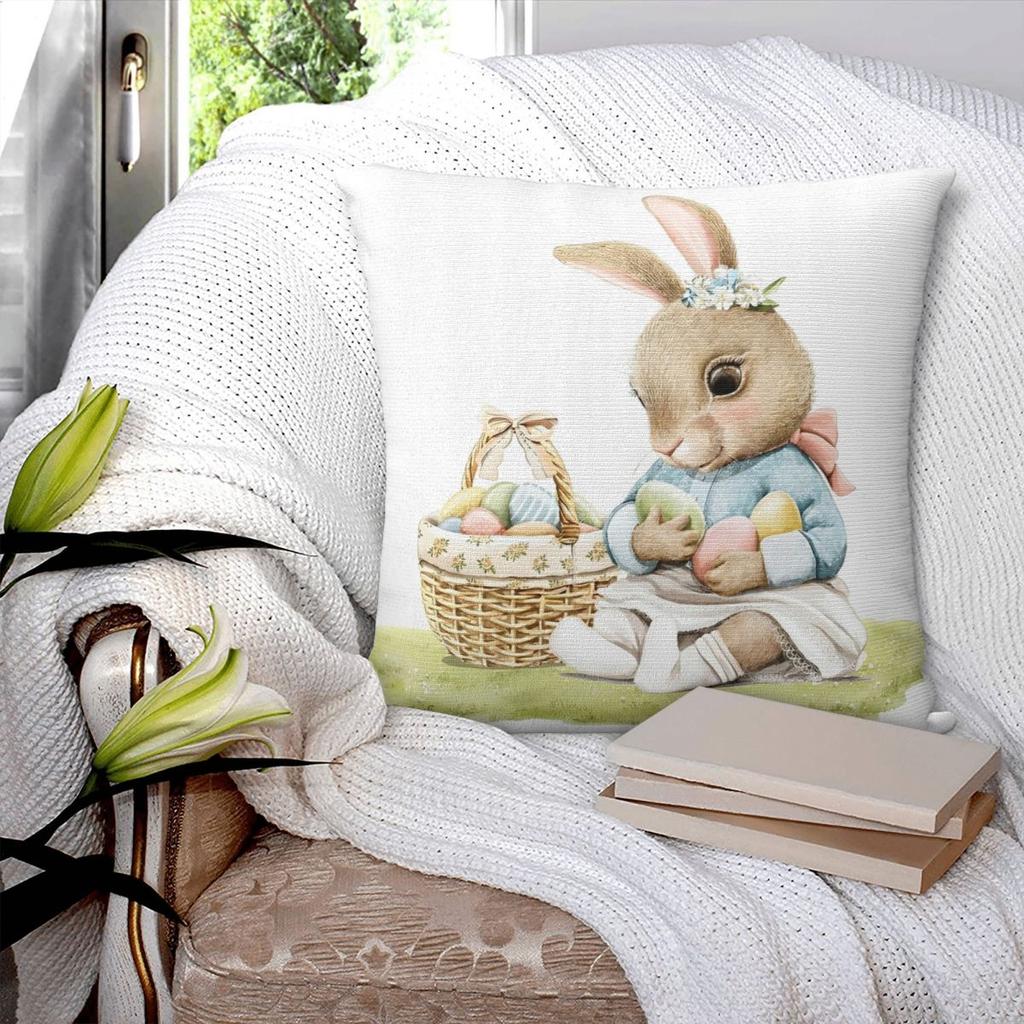 Easter Baby Rabbit With Eggs Pillow Cover Morden Pillow Case For Chair Sofa Home Decoration Cushion Cover Graphic Pillowcases