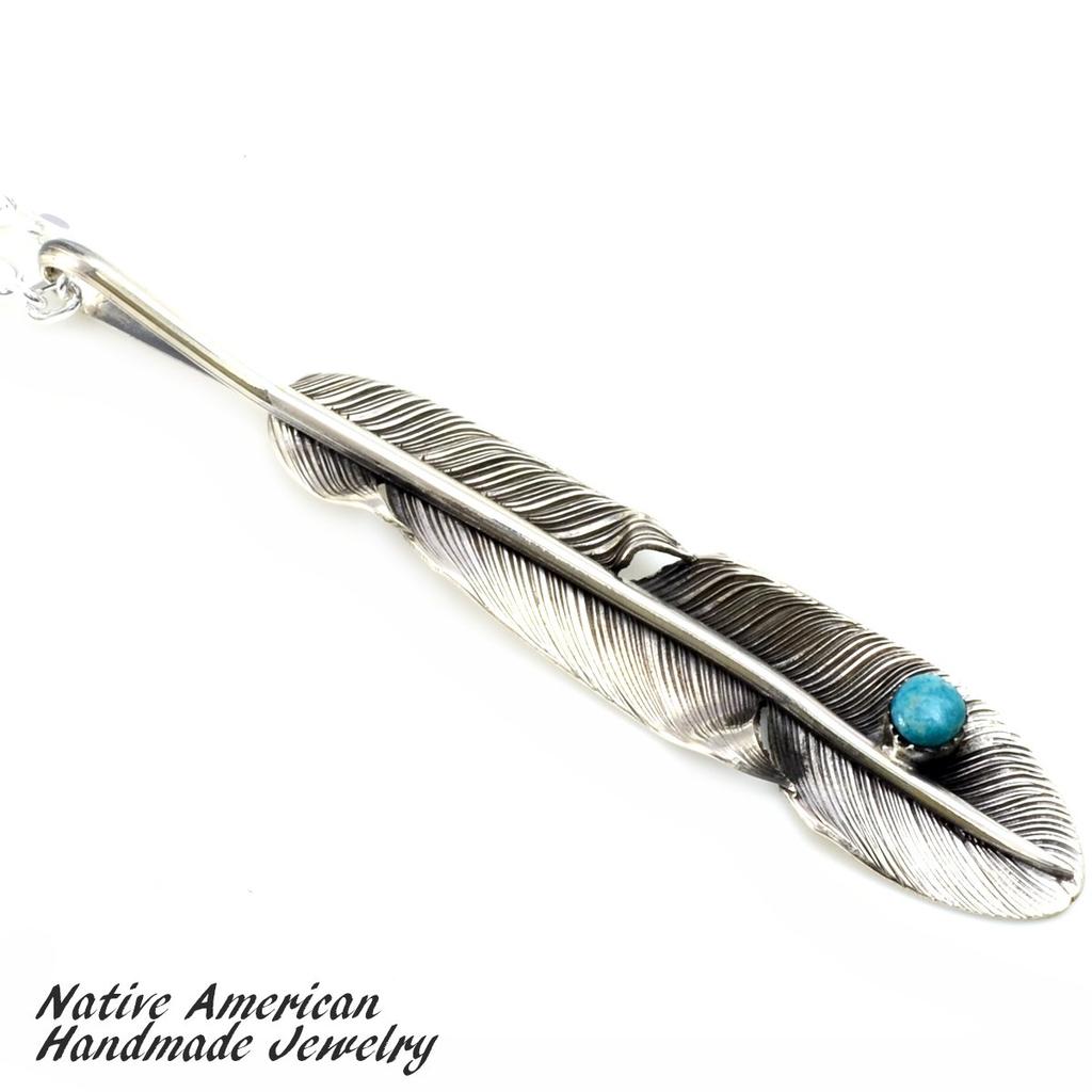 [STERLING SILVER 925] Feather Silver Necklace Pendant Chain AMTHANE-004