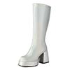 Metallic Silver Gold Microfiber Knee High Boots Women Chunky Heels Party Dress Lady Winter Zipper Plush Gogo Platform Long Boots