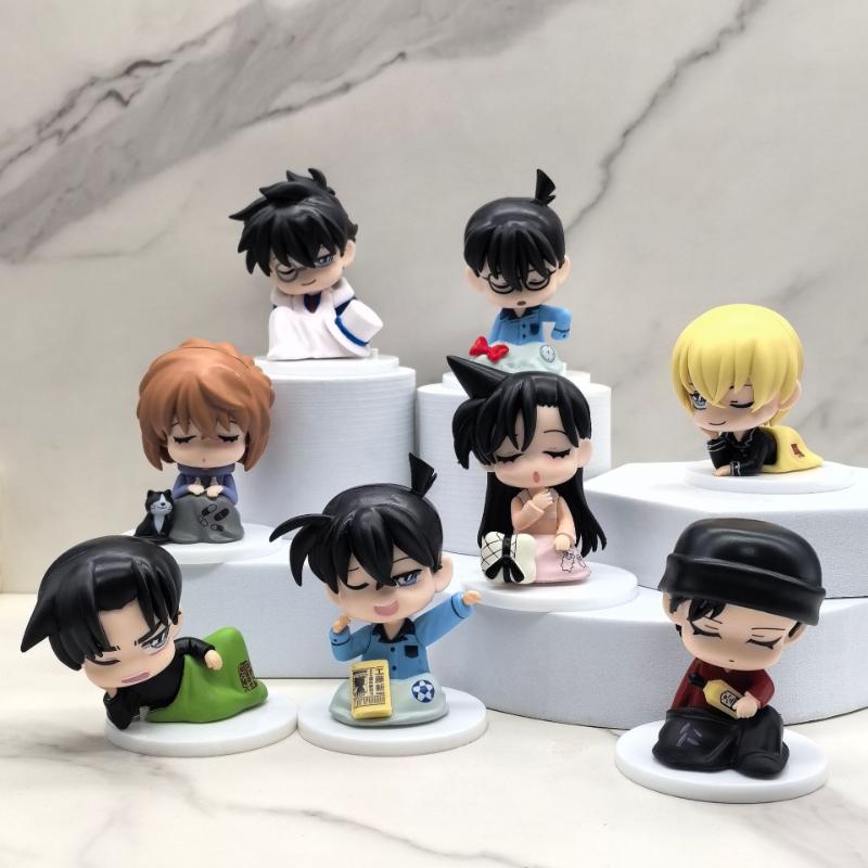 8pcs Detective Conan Cloth Ball Series Anime Figure Shinichi Kudo Mouri Lan Kaito Kuroba Furuya Rei Model Kids Christmas Gifts