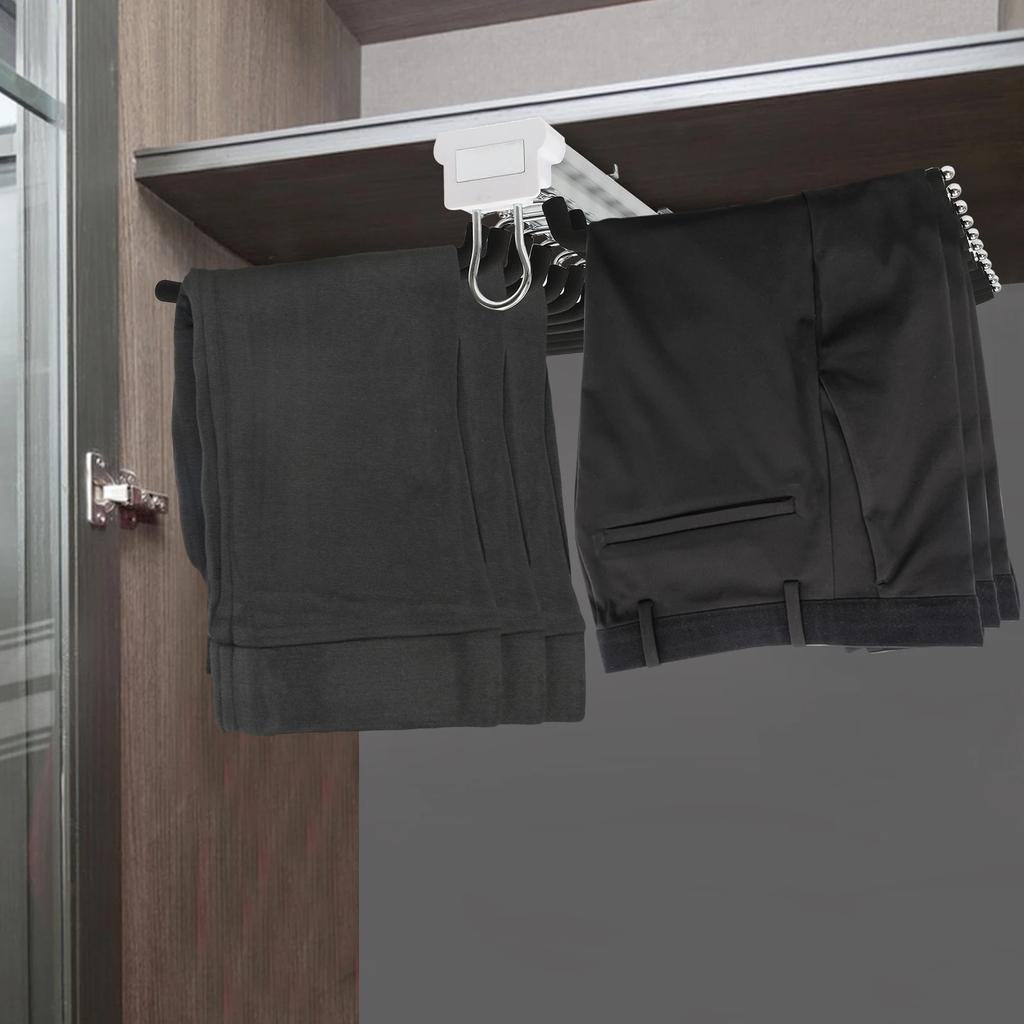 22-Arm Pull Out Pants Rack,Double Row Black Damping Trousers Organizer,Space Saving Closet Storage System for Dormitory/Laundry