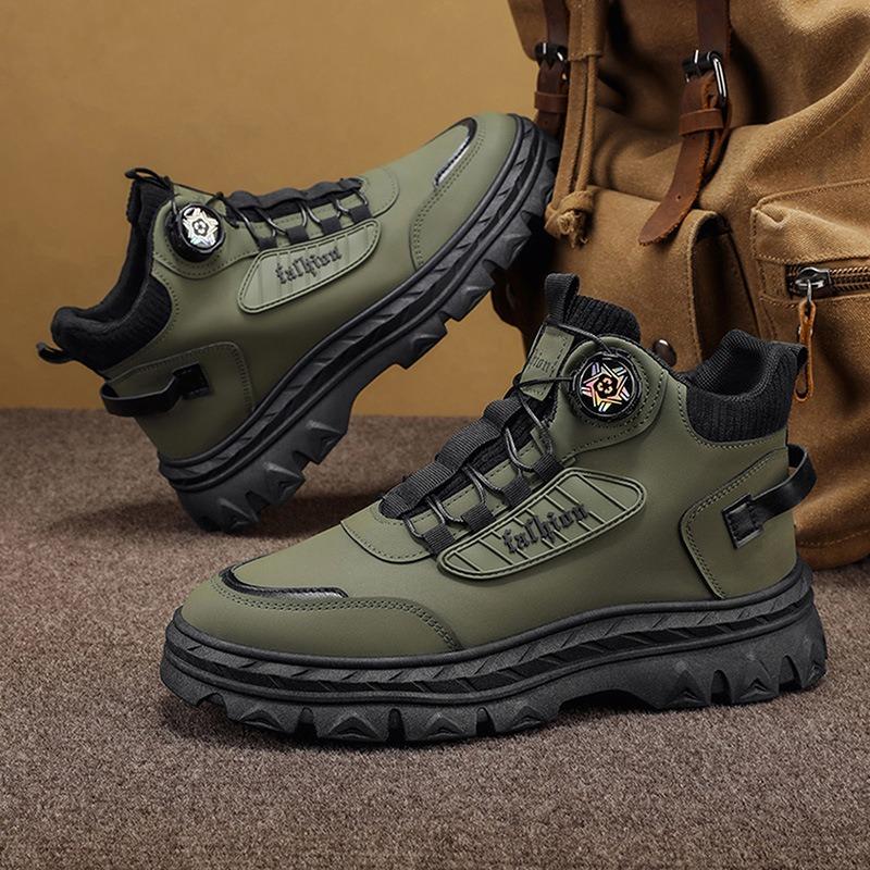 Men S Retro British Style Thick Sole High Top Work Martin Boots