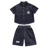 Trendy Blue Boys Denim Short Sleeve Set For Summer Stylish Casual Outfit For Kids