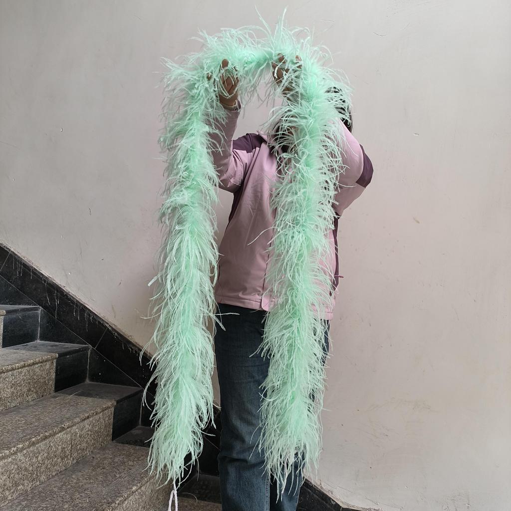 DIY 1 Ply Natural Ostrich Feathers Boa 2 Meter Fluffy Ostrich Feather Shawl for Wedding Party Dress Sewing Decoration Scarf