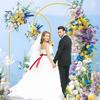 Metal Arch Backdrop Stand 4ft/5ft/6ft/6.6ft Gold Wedding Arch Stand Frame Flower Balloon Photography Arched Frame for Ceremony Birthday Party Baby