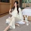 Ice silk pajamas women's spring and autumn new long-sleeved trousers two-piece set of national style casual cardigan loungewear