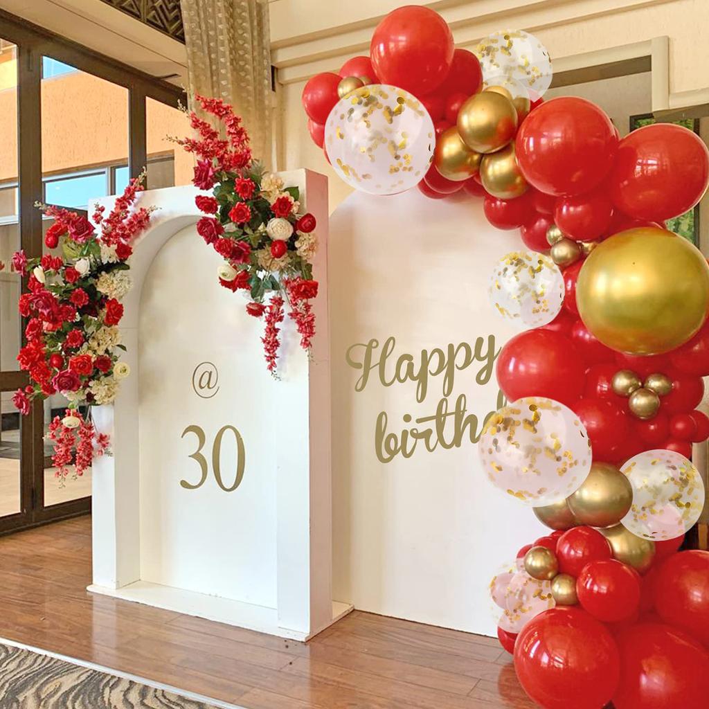 101Pcs Red and Gold Latex Garland Balloons for Wedding, Birthday, Pop Party, Bridal Shower, Graduation Decoration Balloons
