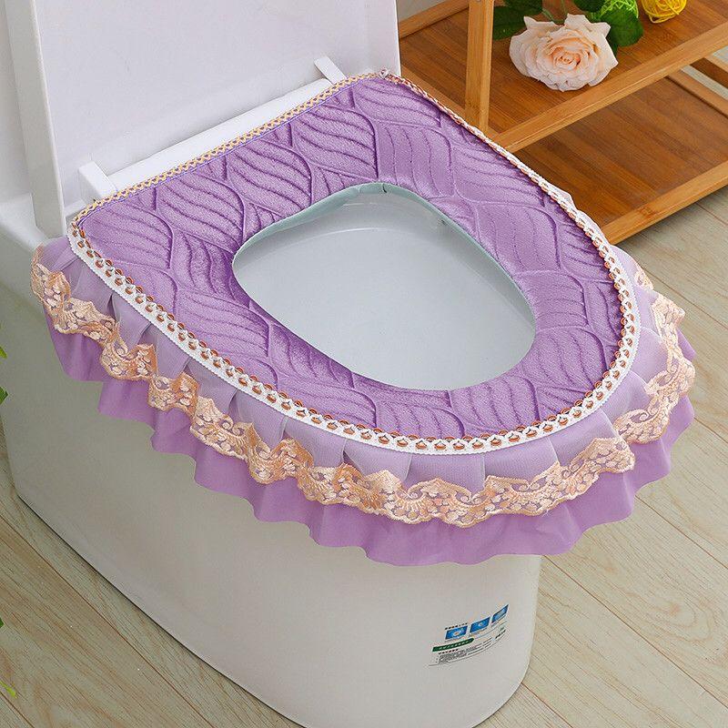 

Подушка для унитаза, воротник, чехол на сиденье, универсальная молния, клейкая пряжка, водонепроницаемый и теплый, кружевной край, всесезонная универсальная наклейка для унитаза one pack