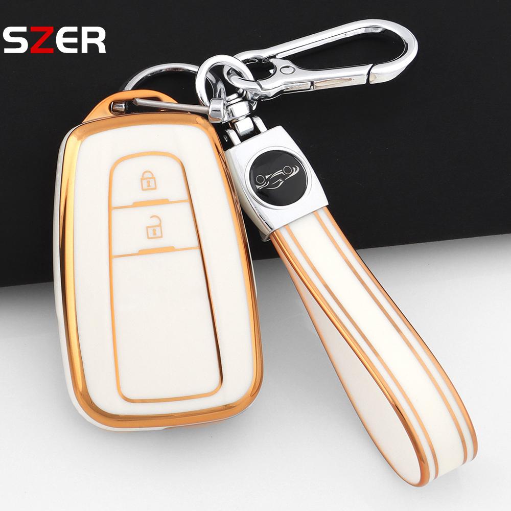 2 Buttons For Toyota Prius Camry Corolla Chr C-Hr Rav4 Land Cruiser Prado Tpu Car Key Case Cover Shell Fob Keychain Accessories