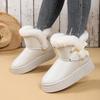 Winter New Snow Cotton Boots Women's Thick-soled Bow Short Tube Piled Thickened Warm Non-slip Cotton Boots