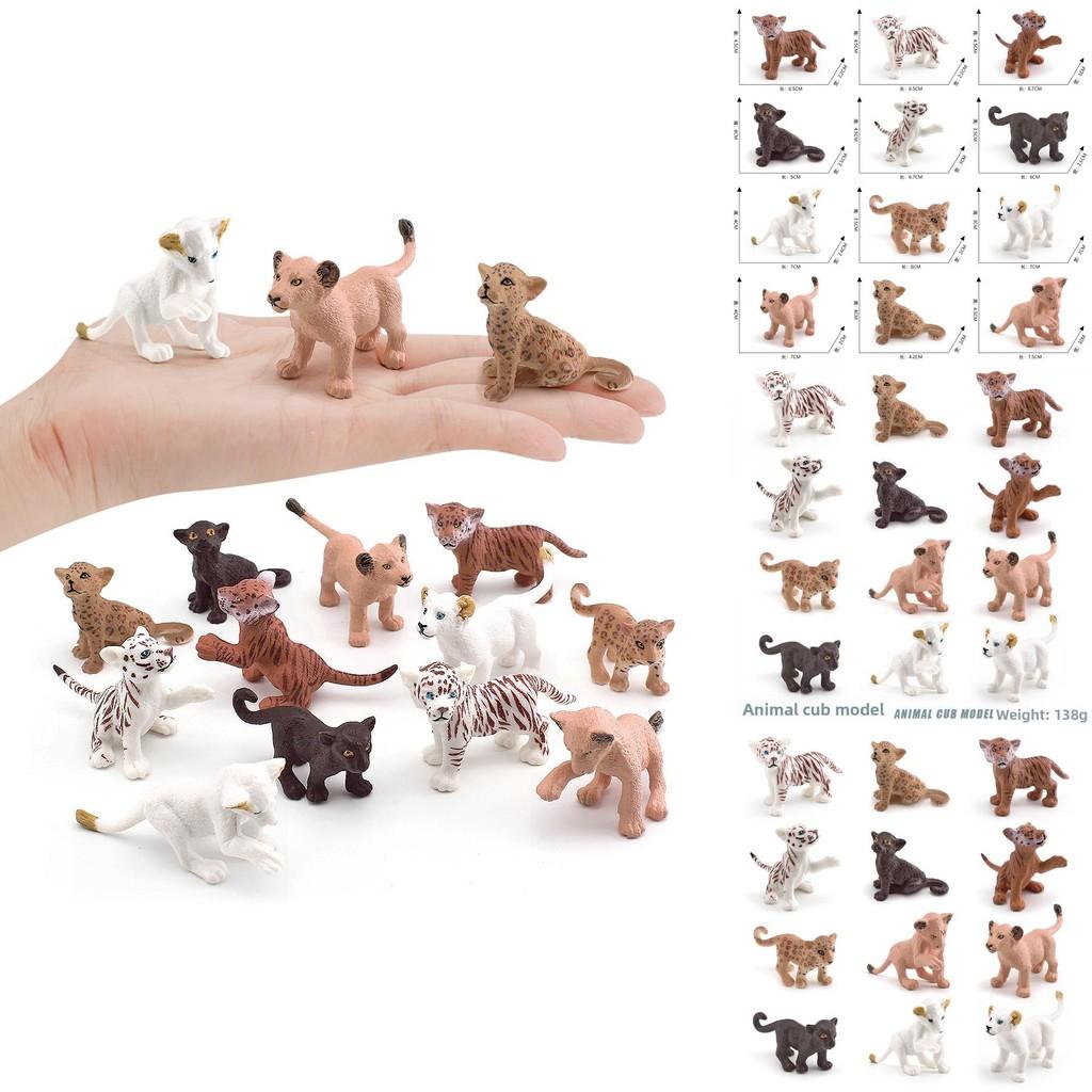 Simulating Wild Animal Tiger And Leopard Cub Models Desktop Ornament Set For Desk Decor
