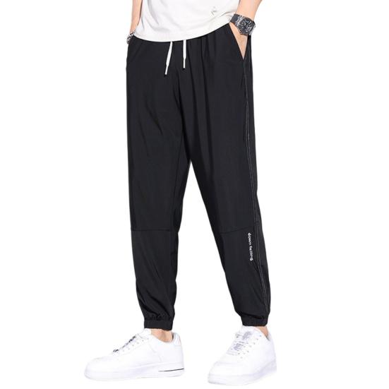 

Модная тонкая повседневная одежда, мягкие прямые мужские летние брюки, одежда L чёрный
