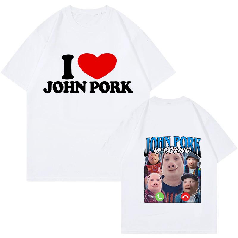Funny Men Women Pig Tees Tops John Pork Is Calling Answer Call Phone Shirt Tshirt 90s Gothic Hip Hop T-shirt Streetwear Clothes