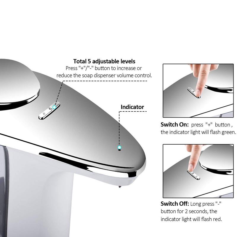 Automatic Soap Dispenser Compact Sensor Pump Adjustable Soap Dispensing Volume Control Battery Operated 17Oz/500Ml For Kitchen,