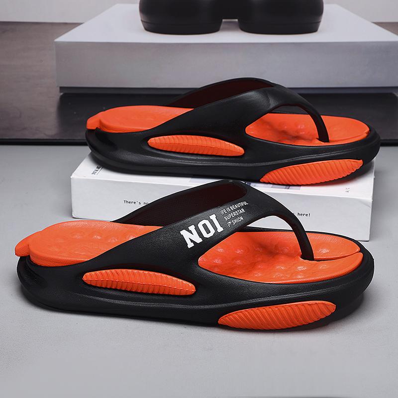 Men Massage Flip Flops Outdoor Indoor Slippers Thick Sole Comfortable Men Beach Sandals Non-Slip Bathroom Home Men S Flip Flops 38-39