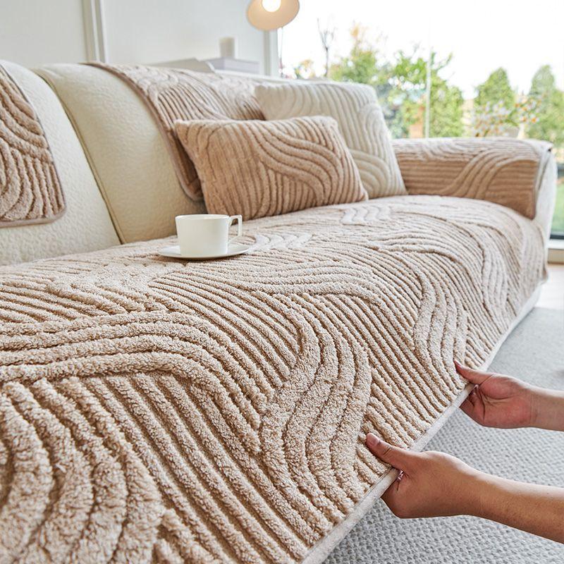 1pc Contemporary Thick Plush Non-Slip Sofa Cover Ideal for Bedroom Office Living Room Home Decor, Fits Single, Double, Triple, and Quad Sofas