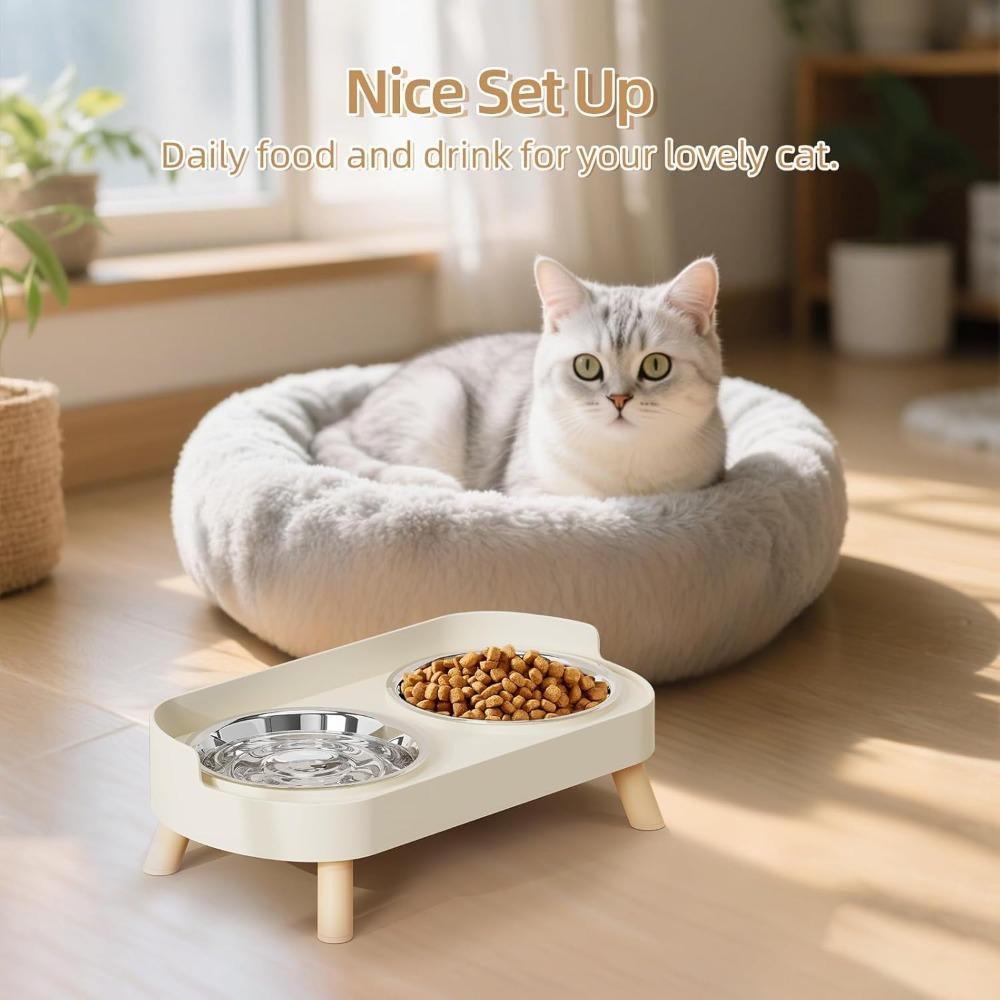 Pet Bowl PP Plastic Double Anti-Slip Bowl Water and Grain Integrated Dog Bowl Cat Dog Water and Grain