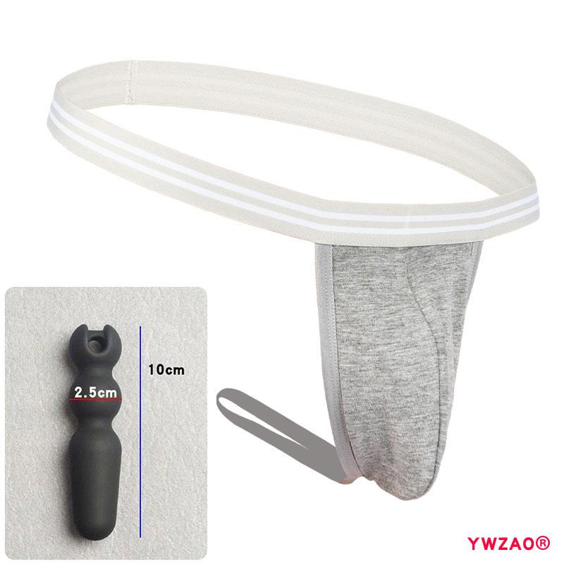YWZAO Vložiteľný análny dildo Pánske spodné prádlo Tanga Sivá N03