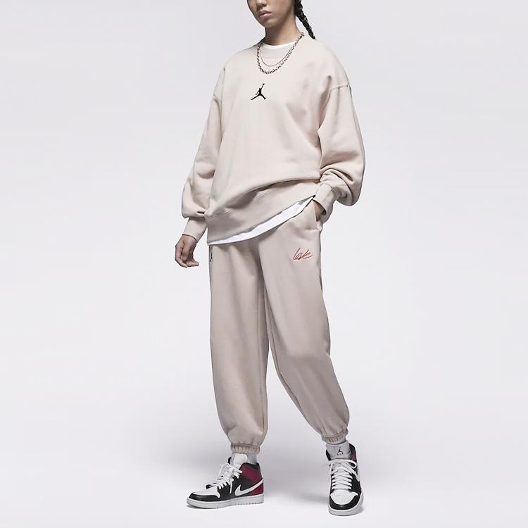 Jordan Love Embroidered Drawstring Loose Fit Joggers Women Joggers Fossil-Lime FD4804-292