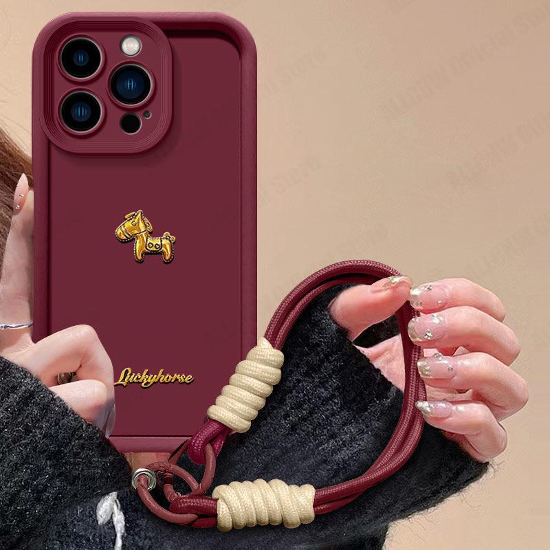 Custodia Carina 3D Cavallo Dorato Con Cordino Per Telefono Per OPPO Reno 15 14 13 12 11 10 8 Pro 7 6 5 4 Lite 3 14F 13F 12F 11F 2F 8Z 8T Cover