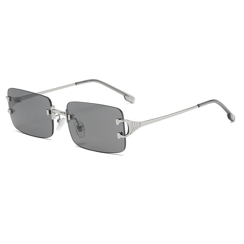 2024 Uv400 Unique Vintage Colorful Custom logo Small Metal Frame Rimless Shades New Luxury Sunglasses for Women fashion sunglasses