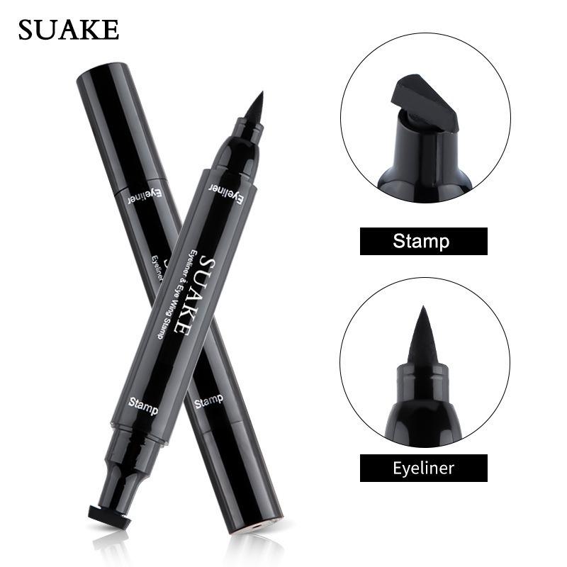 Double Head Quick Drying Liquid Eyeliner Pen Black Triangle Eye Liner Stamp Eyeliner Waterproof Liquid Eye Liner Pencil Cosmetic