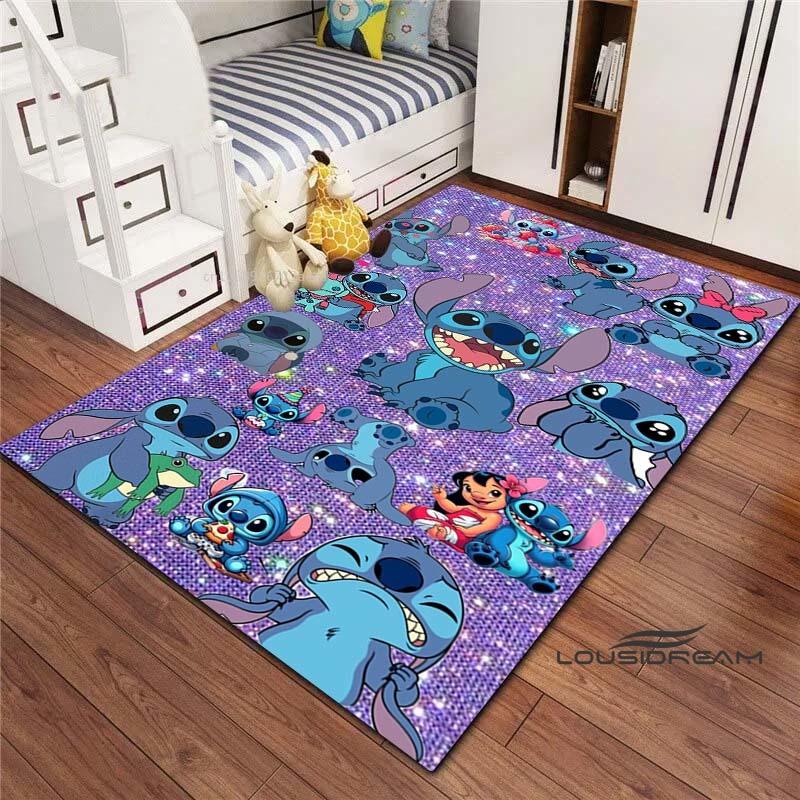 Tappeto Lilo & Stitch con Stampa Cartone Animato – Tappetino per Camera da Letto e Soggiorno / Tappeto Decorativo per Casa Antiscivolo di Grandi Dimensioni