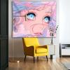 VIKAMA Anime Girl Eyes Tapestry Macaron Gradient Print Cozy Bedroom  Dorm Background Decoration Tapestry