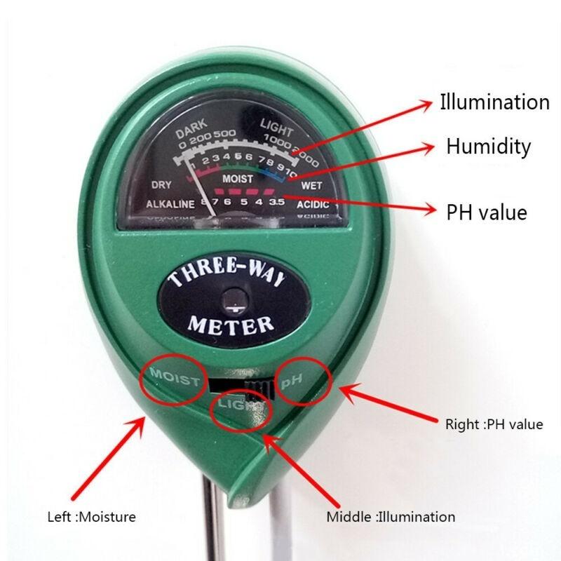 3 In 1 Soil Tester Water PH Moisture Light Test Meter Kit For Garden Plant