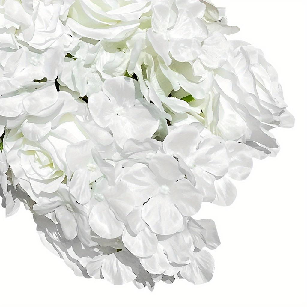 Artificial Silk Flower Row – Dahlia, Rose & Hydrangea – 39.4 Inch Realistic Faux Flowers for Wedding, Party & Home Decor – White