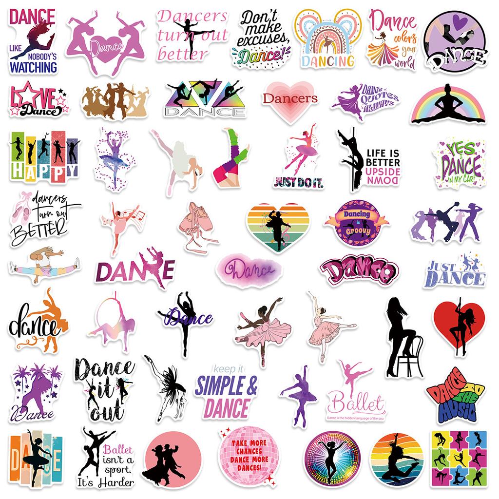 50pcs Graffiti Dance Stickers Dancing Decals for DIY Decor Phone Laptop Scrapbook Stationery Water Bottle Guitar