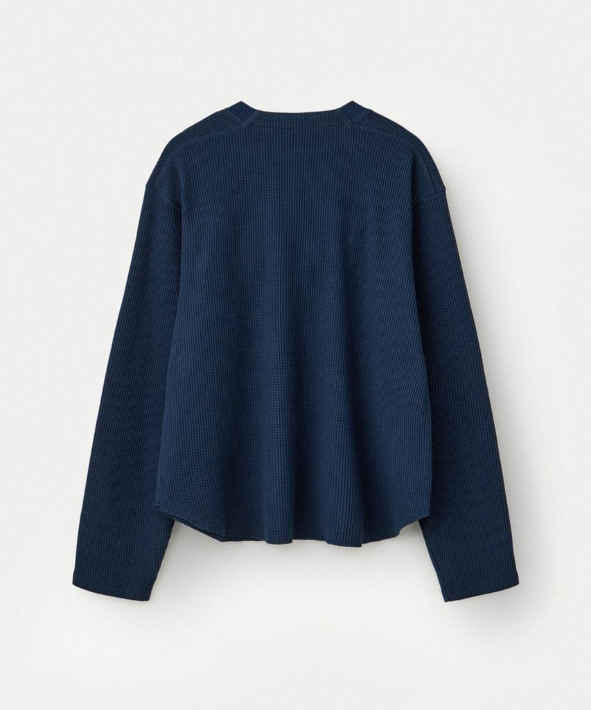 Umamung Pure Cotton Waffle Cropped Pullover_Midnight