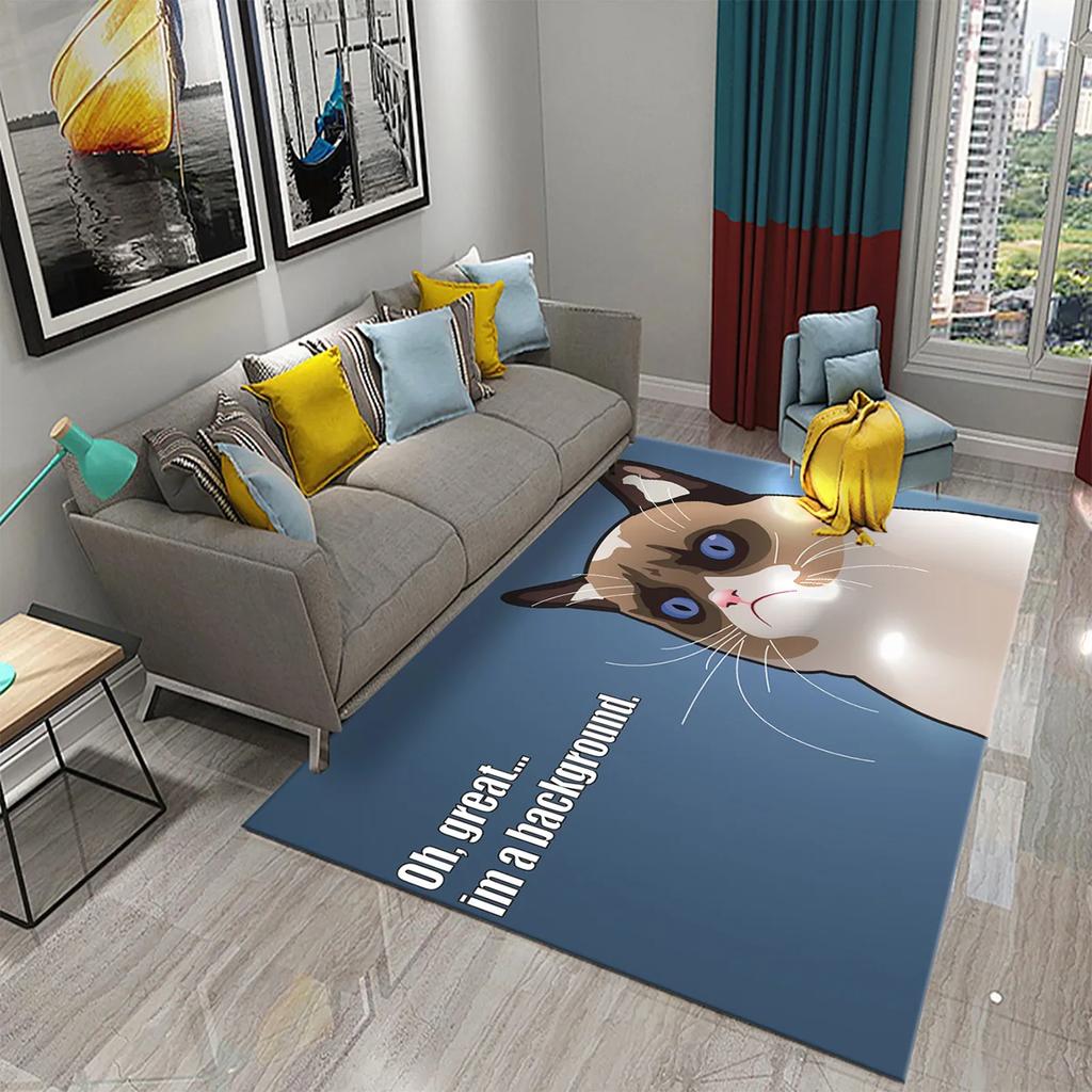 3D Cartoon Niedliche Katze Teppich für Wohnzimmer Badezimmer Kinderzimmer Dekoration Kinder Spielen Krabbeln Weich Rutschfest Bodenmatte Geschenk