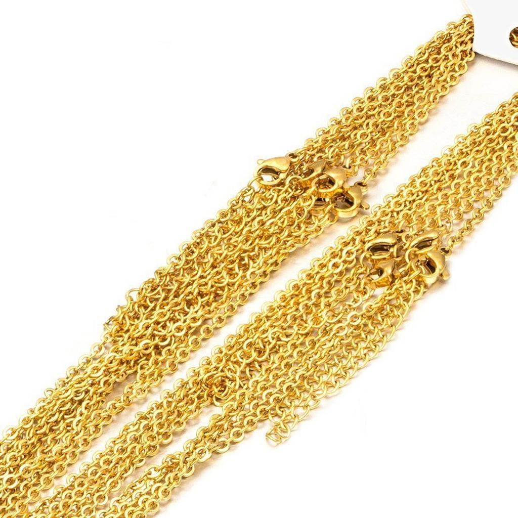 10 Pcs Necklace Link Cable Chain with Lobster Clasps Flat O Chain Jewelry Craft Thin Chain for DIY Jewellery Making