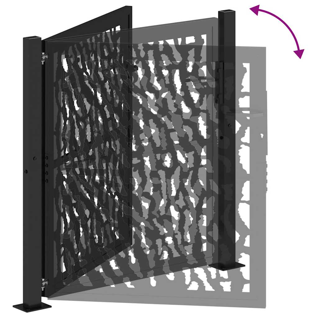 Black Garden Gate 105X106 Cm Steel Construction