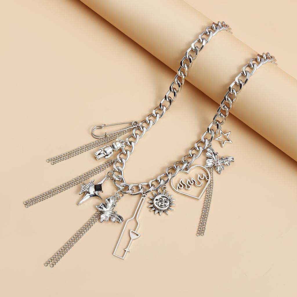 Love Butterfly Bear Bottle Sunflower Pendant Necklace for Women Festivals Gift