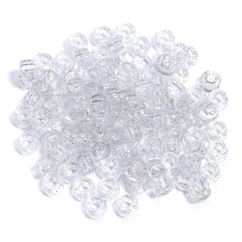 200pcs/lot Colored Acrylic Big Hole Beads For Jewelry Making Loose Spaced Round Bead DIY Bracelet Necklace Accessories Wholesale