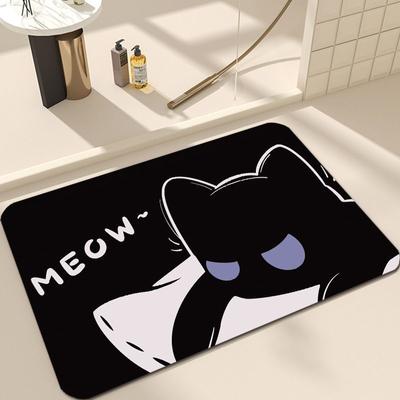 Cute Cat Floor Mat Diatom Mud Bathroom Mat Entry Door Floor Mat Water Absorption Quick Drying Thickened Toilet Toilet Door Mat